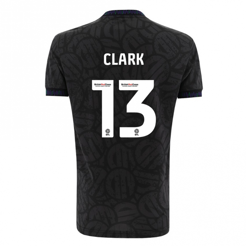Kinder Fußball Olivia Clark #13 Schwarz Auswärtstrikot Trikot 2023/24 T-Shirt Luxemburg