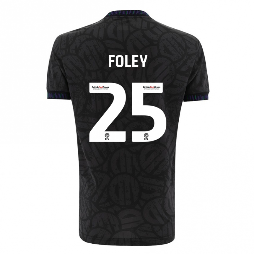 Kinder Fußball Erin Foley #25 Schwarz Auswärtstrikot Trikot 2023/24 T-Shirt Luxemburg