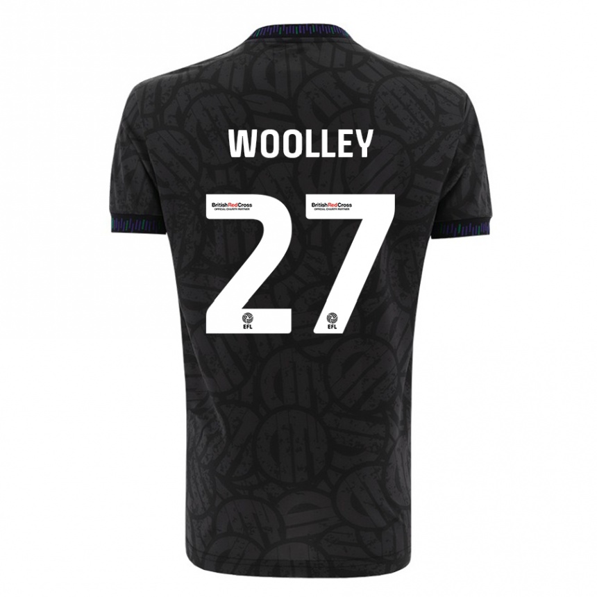 Kinder Fußball Jesse Woolley #27 Schwarz Auswärtstrikot Trikot 2023/24 T-Shirt Luxemburg