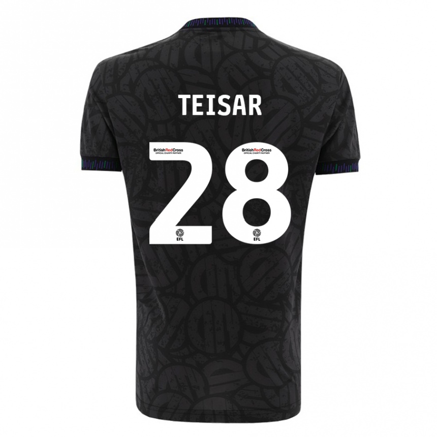 Kinder Fußball Tianna Teisar #28 Schwarz Auswärtstrikot Trikot 2023/24 T-Shirt Luxemburg