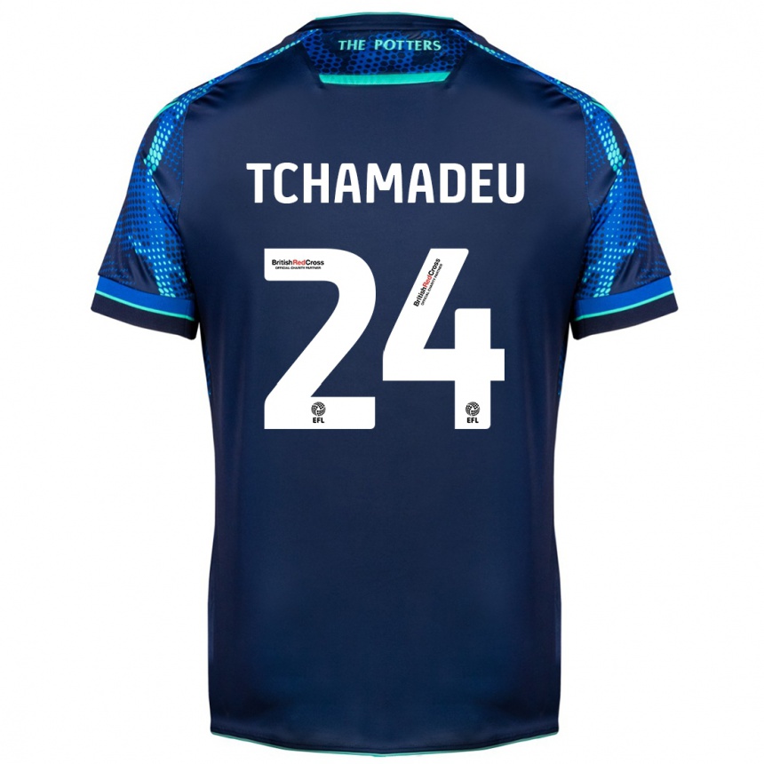 Kinder Fußball Junior Tchamadeu #24 Marine Auswärtstrikot Trikot 2023/24 T-Shirt Luxemburg
