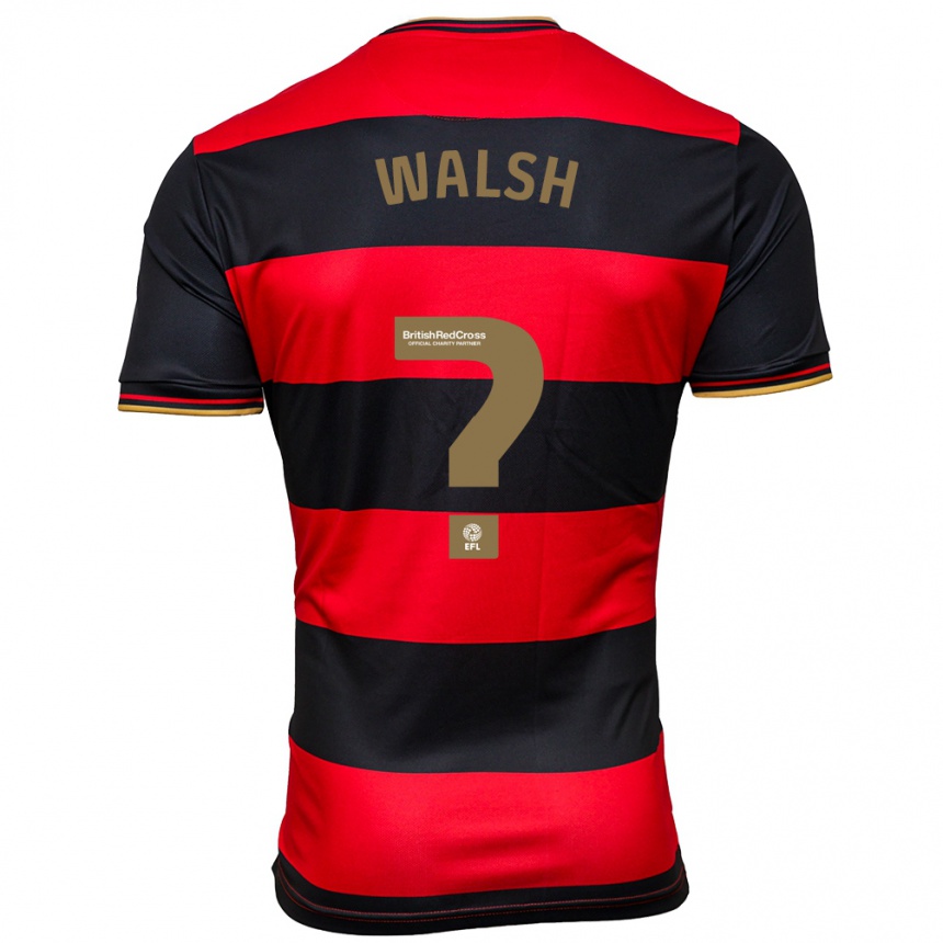 Kinder Fußball Joe Walsh #0 Schwarz Rot Auswärtstrikot Trikot 2023/24 T-Shirt Luxemburg