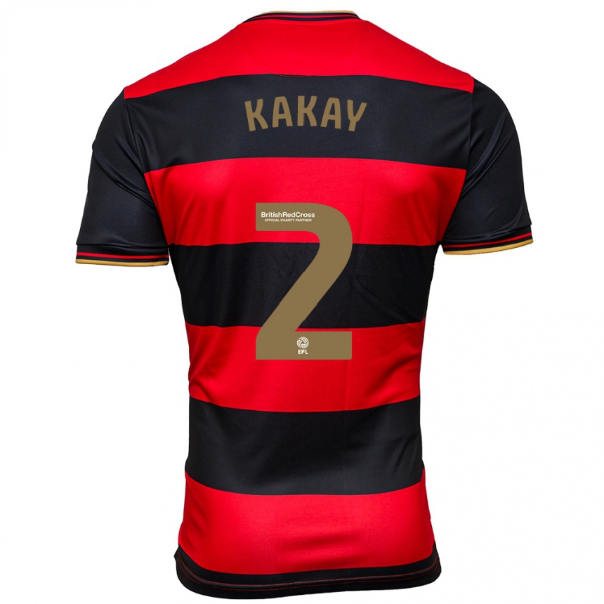 Kinder Fußball Osman Kakay #2 Schwarz Rot Auswärtstrikot Trikot 2023/24 T-Shirt Luxemburg