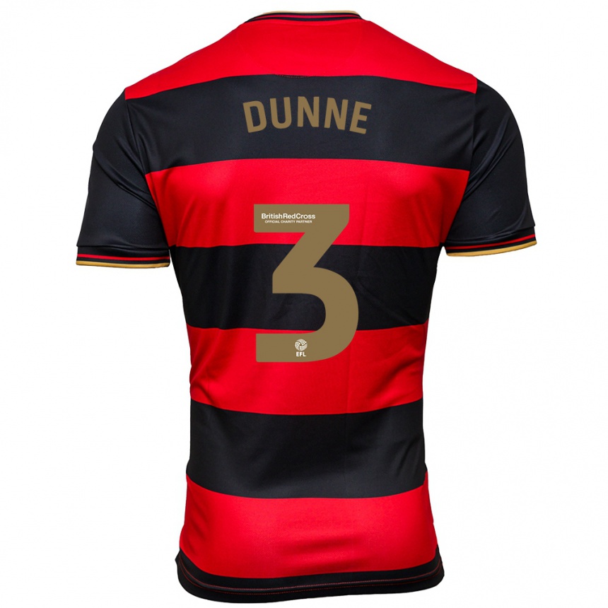 Kinder Fußball Jimmy Dunne #3 Schwarz Rot Auswärtstrikot Trikot 2023/24 T-Shirt Luxemburg