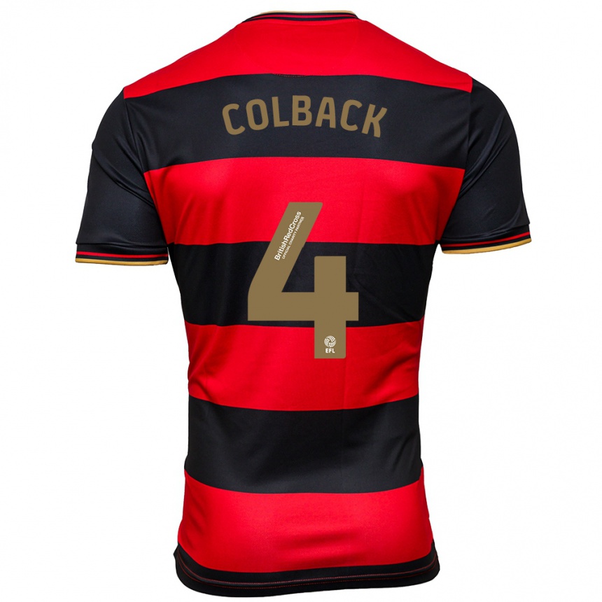 Kinder Fußball Jack Colback #4 Schwarz Rot Auswärtstrikot Trikot 2023/24 T-Shirt Luxemburg