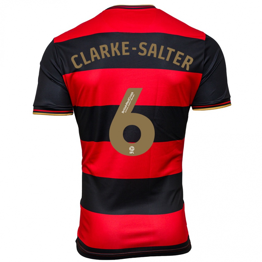 Kinder Fußball Jake Clarke-Salter #6 Schwarz Rot Auswärtstrikot Trikot 2023/24 T-Shirt Luxemburg