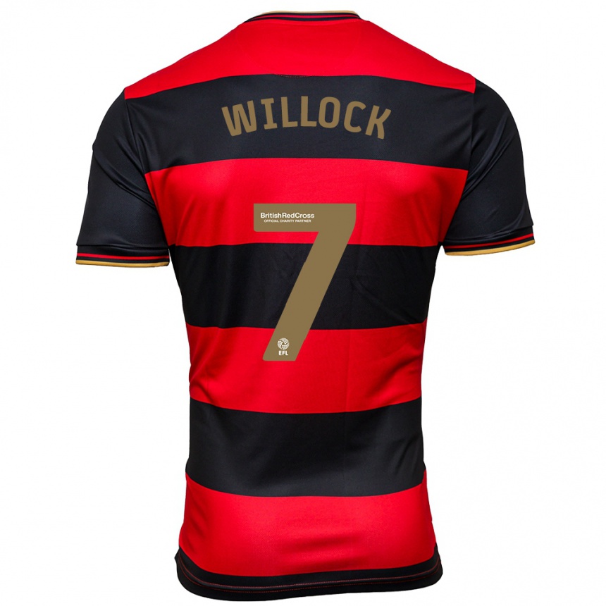 Kinder Fußball Chris Willock #7 Schwarz Rot Auswärtstrikot Trikot 2023/24 T-Shirt Luxemburg