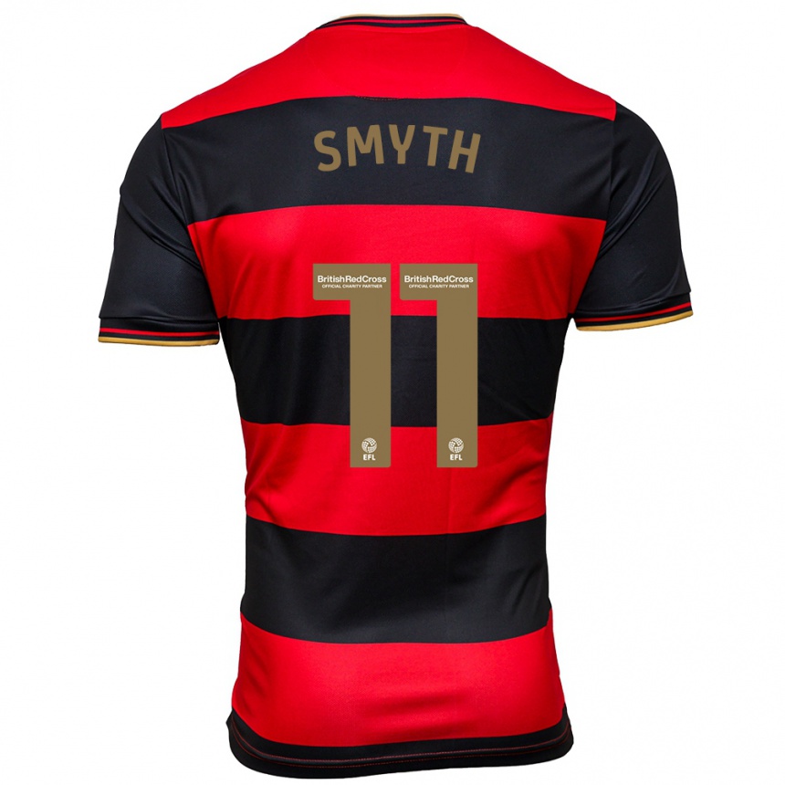 Kinder Fußball Paul Smyth #11 Schwarz Rot Auswärtstrikot Trikot 2023/24 T-Shirt Luxemburg