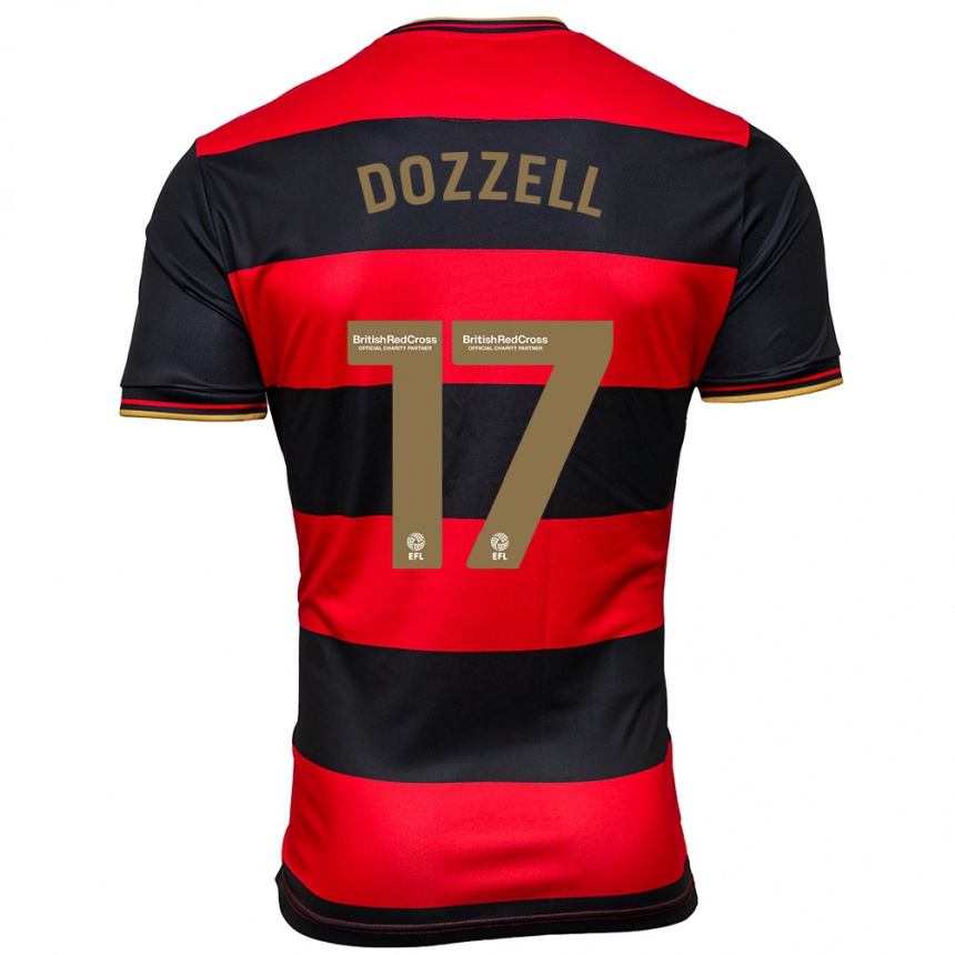 Kinder Fußball Andre Dozzell #17 Schwarz Rot Auswärtstrikot Trikot 2023/24 T-Shirt Luxemburg