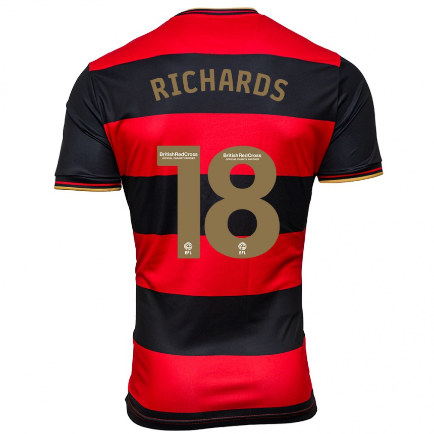 Kinder Fußball Taylor Richards #18 Schwarz Rot Auswärtstrikot Trikot 2023/24 T-Shirt Luxemburg