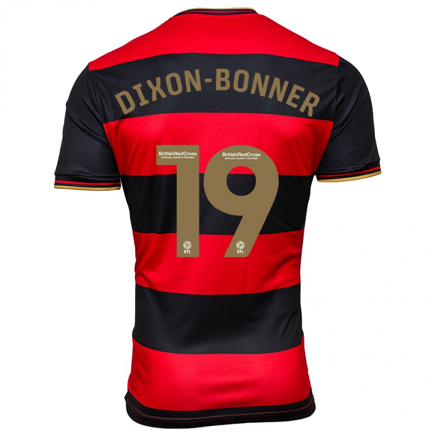 Kinder Fußball Elijah Dixon-Bonner #19 Schwarz Rot Auswärtstrikot Trikot 2023/24 T-Shirt Luxemburg