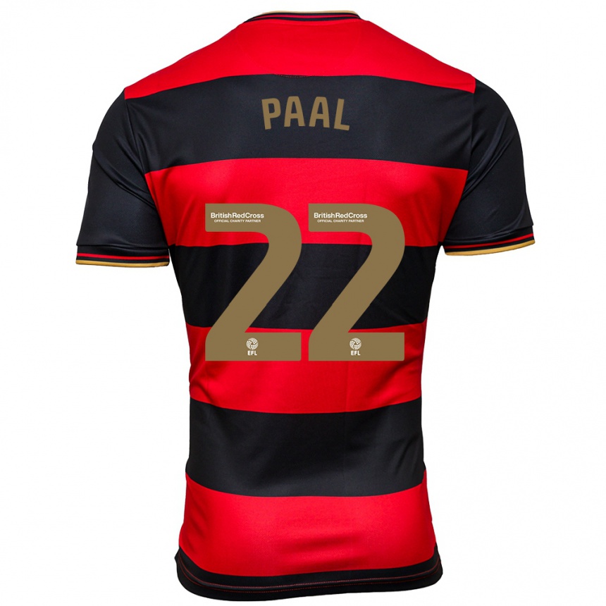 Kinder Fußball Kenneth Paal #22 Schwarz Rot Auswärtstrikot Trikot 2023/24 T-Shirt Luxemburg