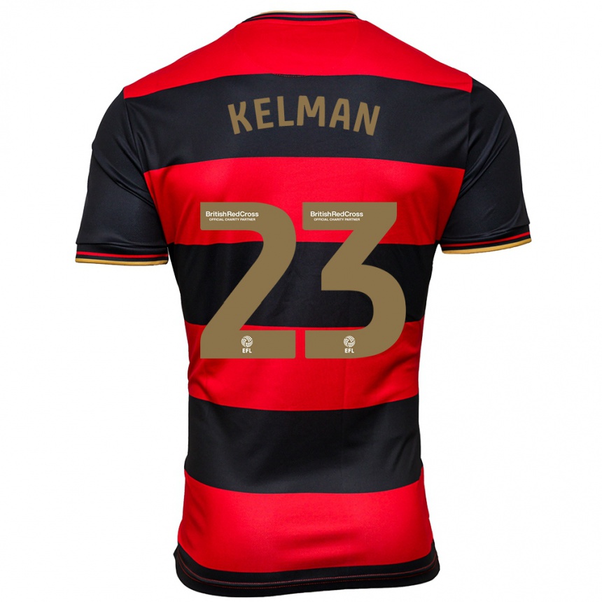 Kinder Fußball Charlie Kelman #23 Schwarz Rot Auswärtstrikot Trikot 2023/24 T-Shirt Luxemburg