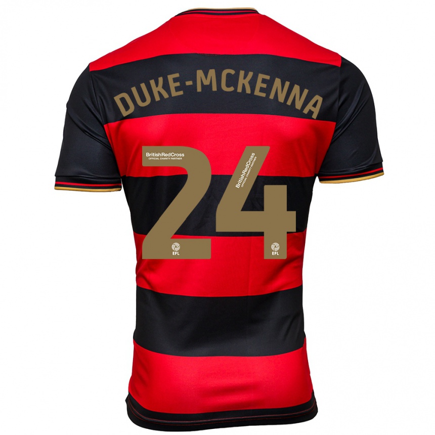 Kinder Fußball Stephen Duke-Mckenna #24 Schwarz Rot Auswärtstrikot Trikot 2023/24 T-Shirt Luxemburg