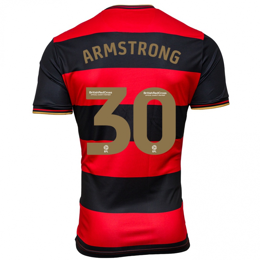 Kinder Fußball Sinclair Armstrong #30 Schwarz Rot Auswärtstrikot Trikot 2023/24 T-Shirt Luxemburg