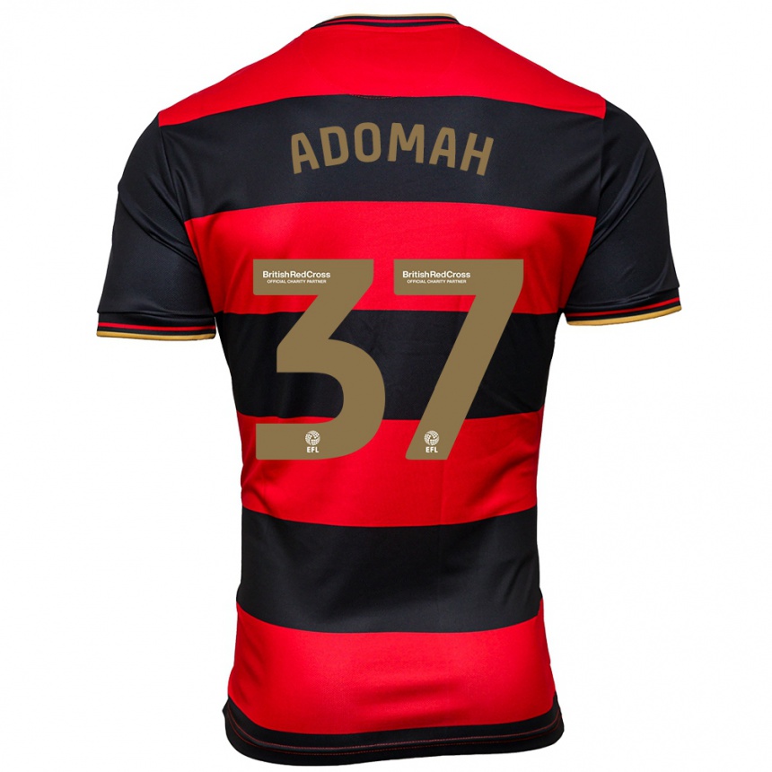 Kinder Fußball Albert Adomah #37 Schwarz Rot Auswärtstrikot Trikot 2023/24 T-Shirt Luxemburg