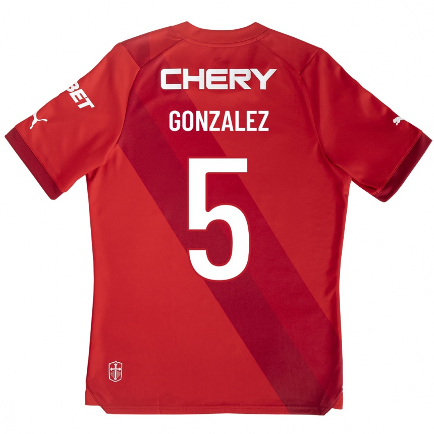 Kinder Fußball Daniel González #5 Rot Auswärtstrikot Trikot 2023/24 T-Shirt Luxemburg