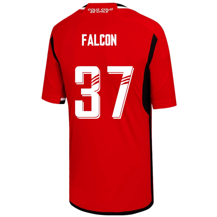 Kinder Fußball Maximiliano Falcón #37 Rot Auswärtstrikot Trikot 2023/24 T-Shirt Luxemburg