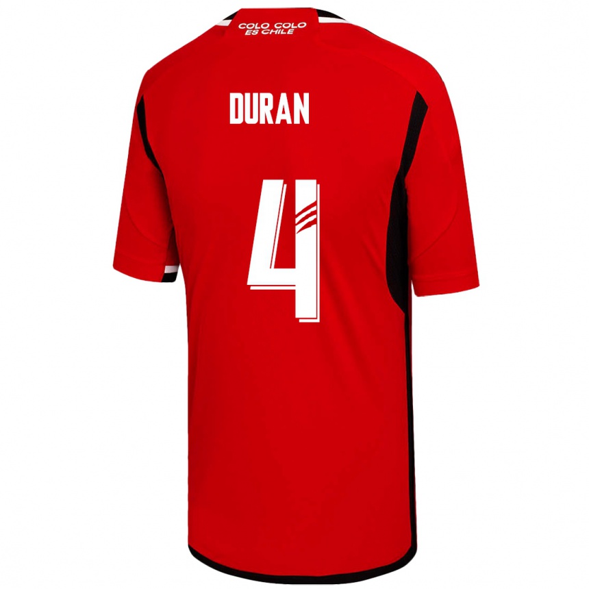 Kinder Fußball Elisa Durán #4 Rot Auswärtstrikot Trikot 2023/24 T-Shirt Luxemburg