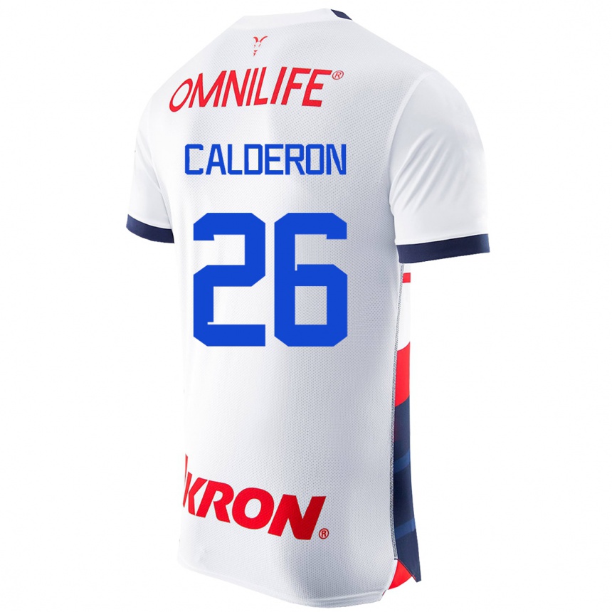 Kinder Fußball Cristian Calderón #26 Weiß Auswärtstrikot Trikot 2023/24 T-Shirt Luxemburg