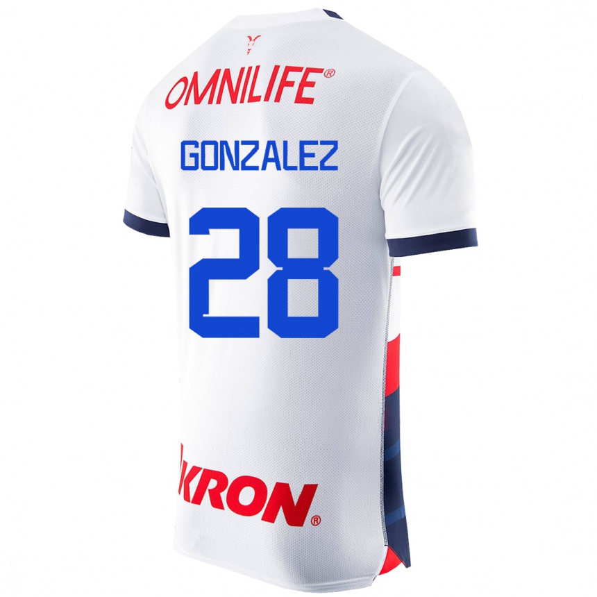 Kinder Fußball Fernando González #28 Weiß Auswärtstrikot Trikot 2023/24 T-Shirt Luxemburg