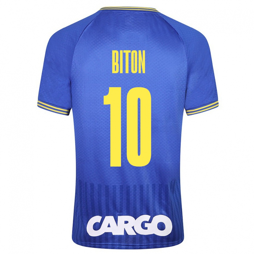 Kinder Fußball Dan Biton #10 Blau Auswärtstrikot Trikot 2023/24 T-Shirt Luxemburg
