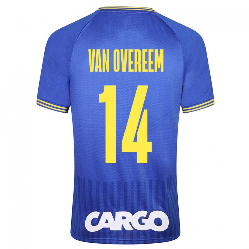 Kinder Fußball Joris Van Overeem #14 Blau Auswärtstrikot Trikot 2023/24 T-Shirt Luxemburg