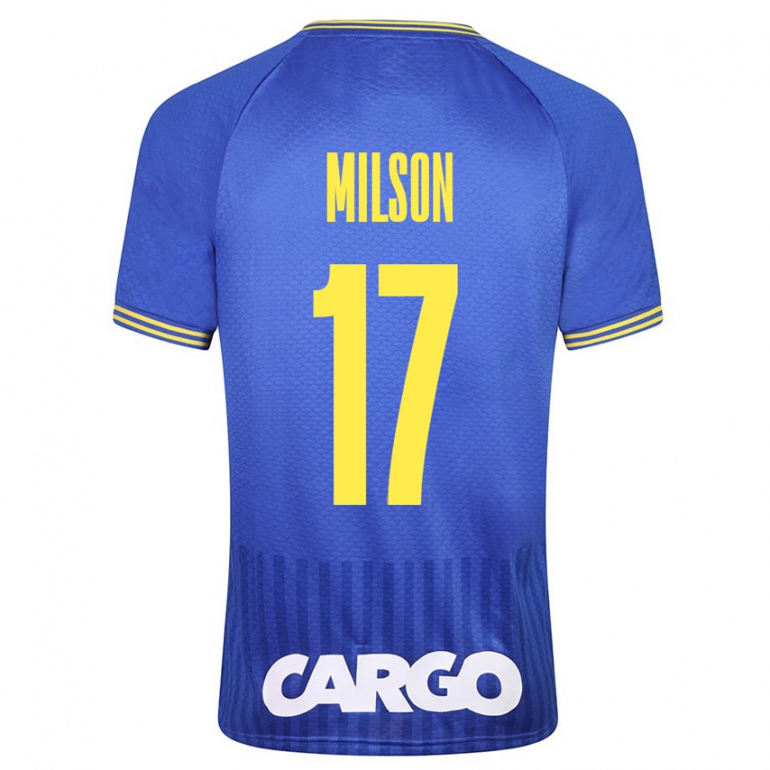 Kinder Fußball Milson #17 Blau Auswärtstrikot Trikot 2023/24 T-Shirt Luxemburg