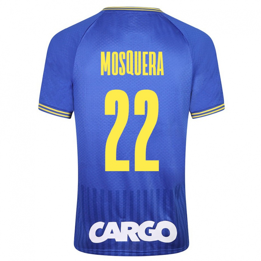 Kinder Fußball Orlando Mosquera #22 Blau Auswärtstrikot Trikot 2023/24 T-Shirt Luxemburg