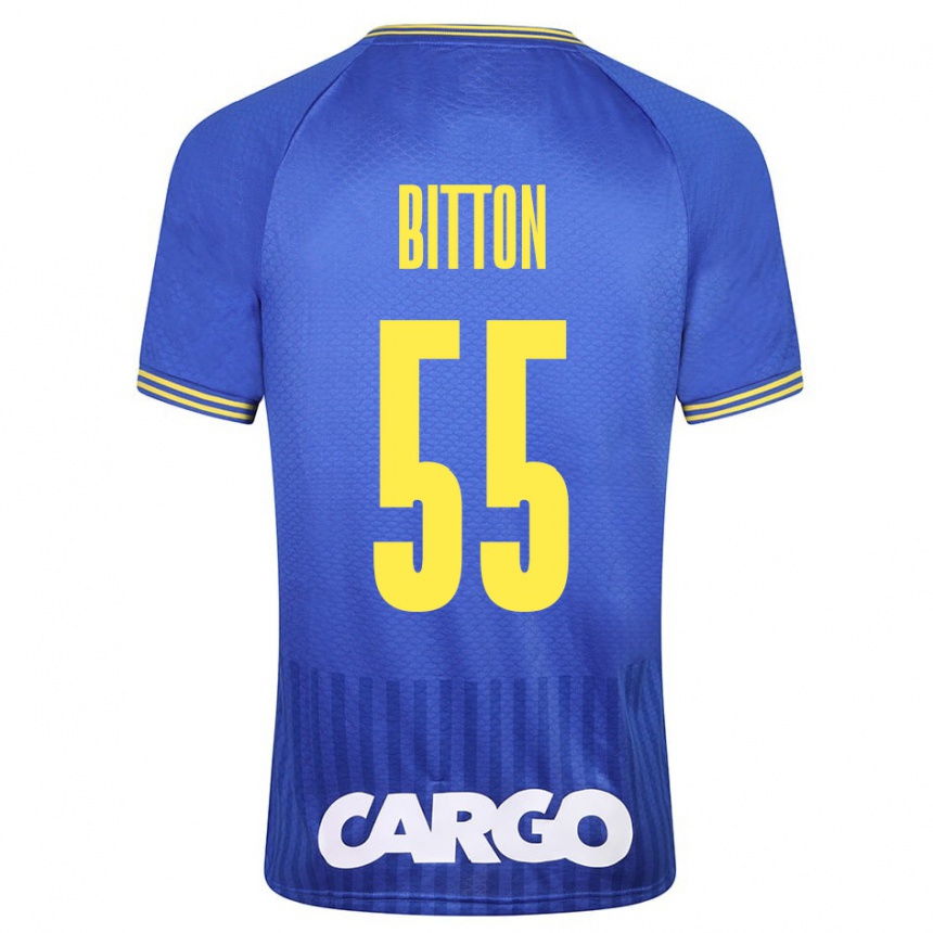 Kinder Fußball Nir Bitton #55 Blau Auswärtstrikot Trikot 2023/24 T-Shirt Luxemburg