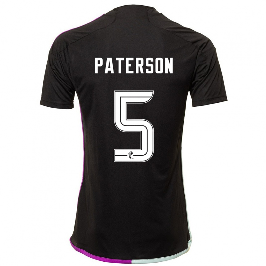 Kinder Fußball Donna Paterson #5 Schwarz Auswärtstrikot Trikot 2023/24 T-Shirt Luxemburg