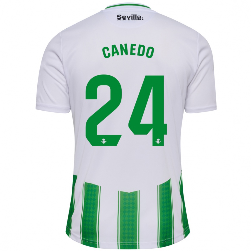 Herren Fußball Damián Canedo #24 Weiß Heimtrikot Trikot 2023/24 T-Shirt Luxemburg