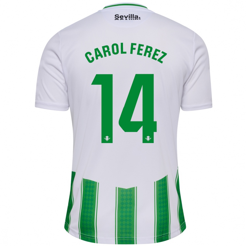 Herren Fußball Carolina Férez Méndez #14 Weiß Heimtrikot Trikot 2023/24 T-Shirt Luxemburg