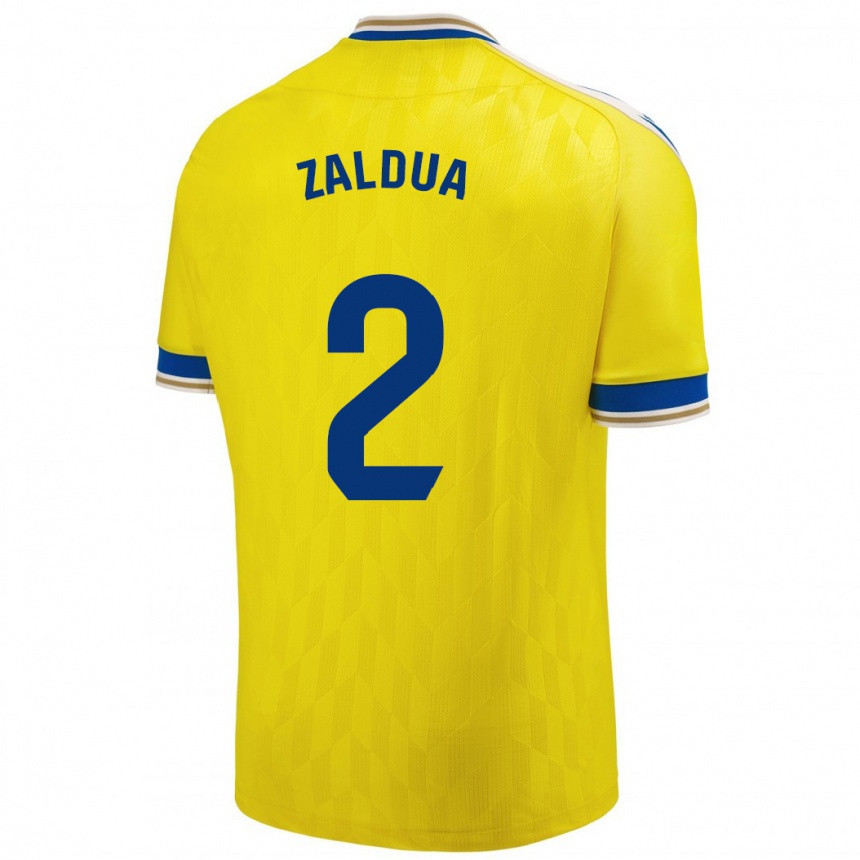 Herren Fußball Joseba Zaldua #2 Gelb Heimtrikot Trikot 2023/24 T-Shirt Luxemburg