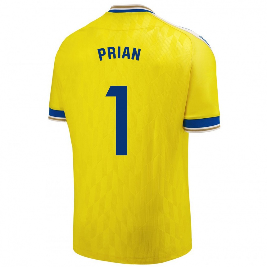 Herren Fußball Ana María Prián Pereira #1 Gelb Heimtrikot Trikot 2023/24 T-Shirt Luxemburg
