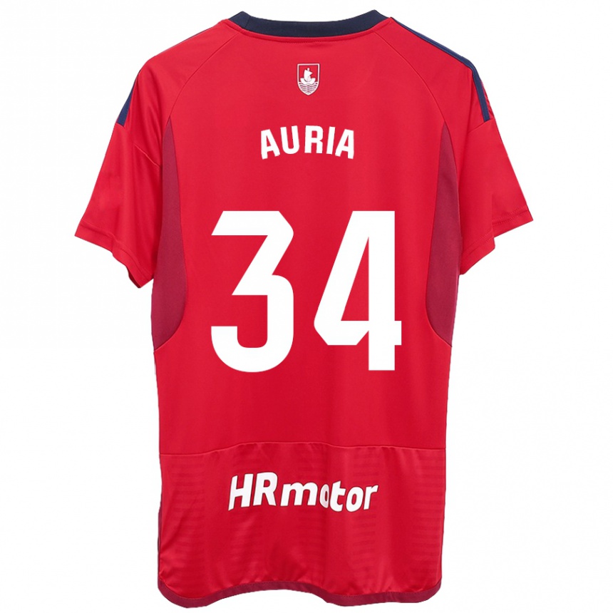 Herren Fußball Miguel Auria #34 Rot Heimtrikot Trikot 2023/24 T-Shirt Luxemburg