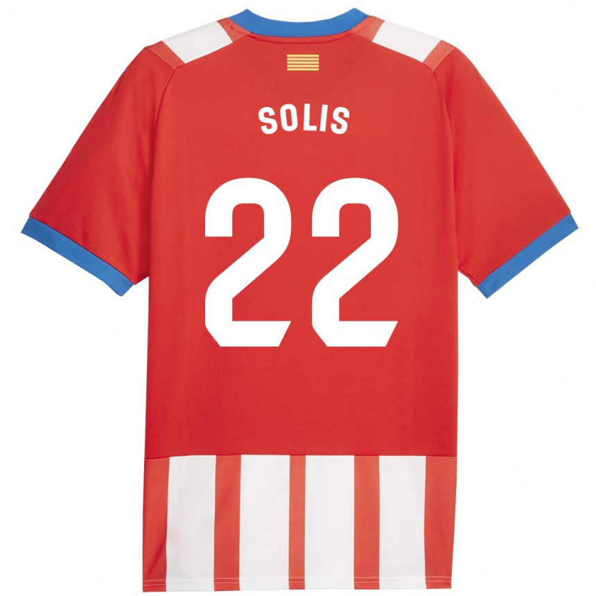 Herren Fußball Jhon Solís #22 Rot-Weiss Heimtrikot Trikot 2023/24 T-Shirt Luxemburg