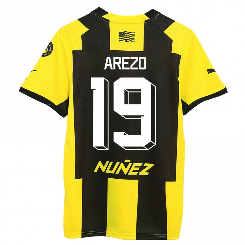 Herren Fußball Matías Arezo #19 Gelb Schwarz Heimtrikot Trikot 2023/24 T-Shirt Luxemburg