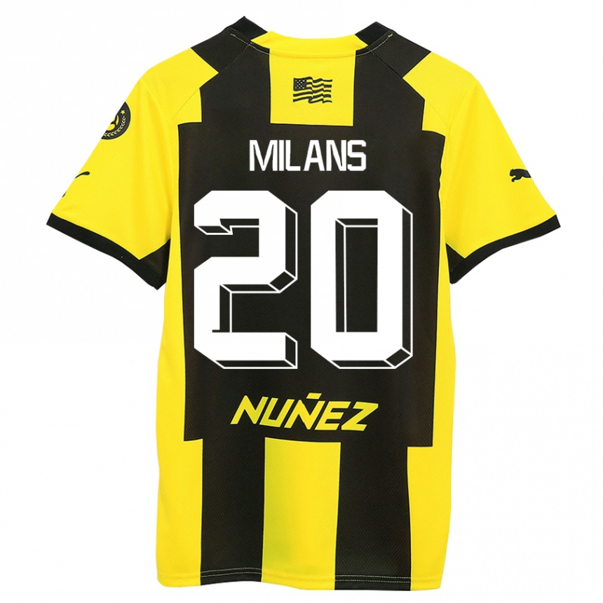 Herren Fußball Pedro Milans #20 Gelb Schwarz Heimtrikot Trikot 2023/24 T-Shirt Luxemburg