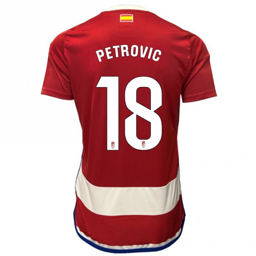 Herren Fußball Njegos Petrovic #18 Rot Heimtrikot Trikot 2023/24 T-Shirt Luxemburg
