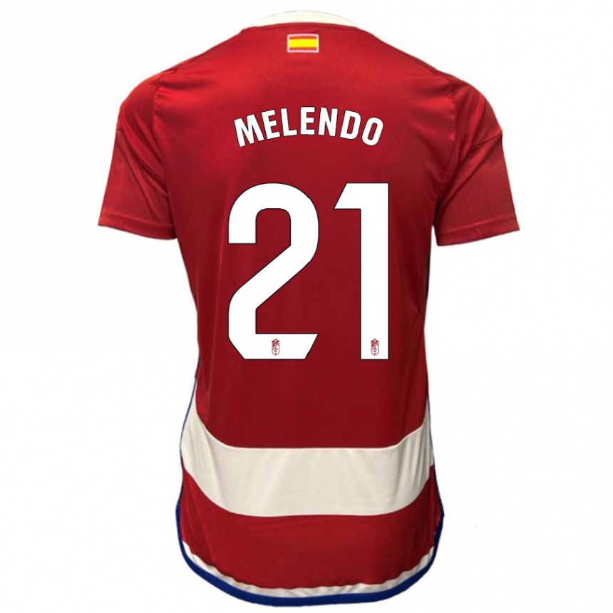 Herren Fußball Óscar Melendo #21 Rot Heimtrikot Trikot 2023/24 T-Shirt Luxemburg