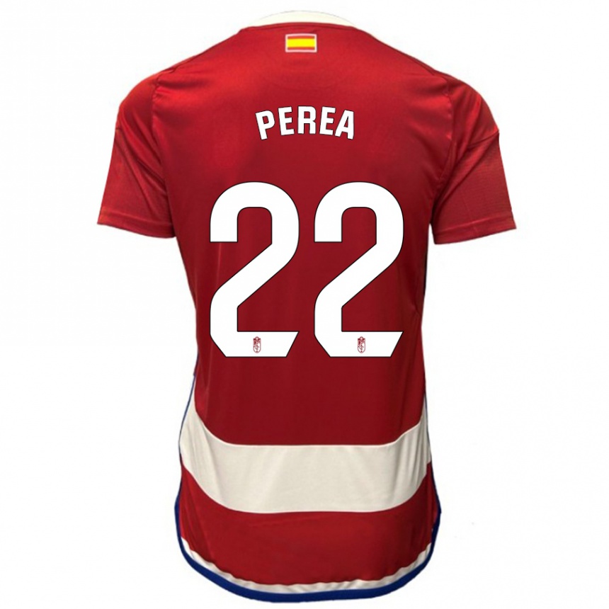 Herren Fußball Alberto Perea #22 Rot Heimtrikot Trikot 2023/24 T-Shirt Luxemburg