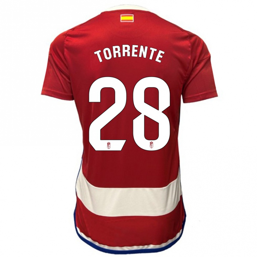 Herren Fußball Raúl Torrente #28 Rot Heimtrikot Trikot 2023/24 T-Shirt Luxemburg