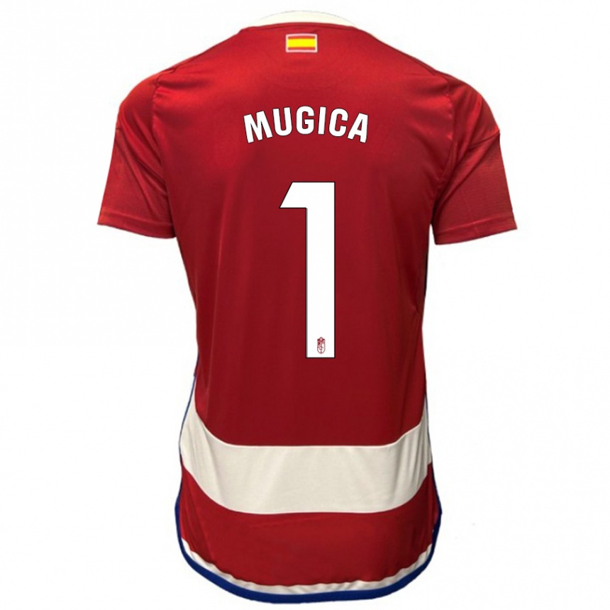 Herren Fußball Juan Múgica #1 Rot Heimtrikot Trikot 2023/24 T-Shirt Luxemburg