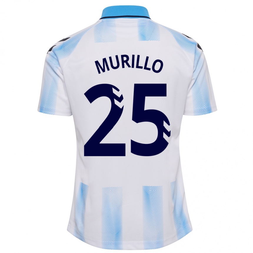 Herren Fußball Diego Murillo #25 Weiß Blau Heimtrikot Trikot 2023/24 T-Shirt Luxemburg