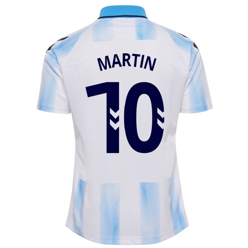 Herren Fußball Jesús Martín #10 Weiß Blau Heimtrikot Trikot 2023/24 T-Shirt Luxemburg