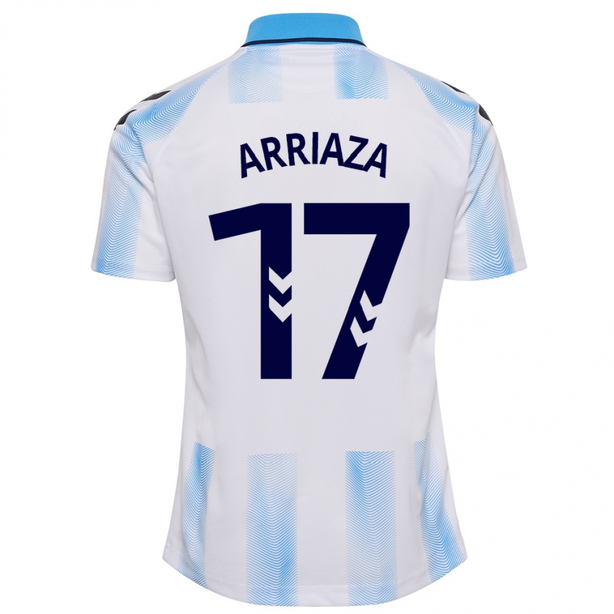 Herren Fußball Pablo Arriaza #17 Weiß Blau Heimtrikot Trikot 2023/24 T-Shirt Luxemburg