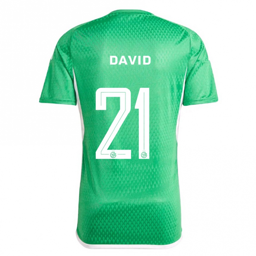 Herren Fußball Dean David #21 Weiß Blau Heimtrikot Trikot 2023/24 T-Shirt Luxemburg
