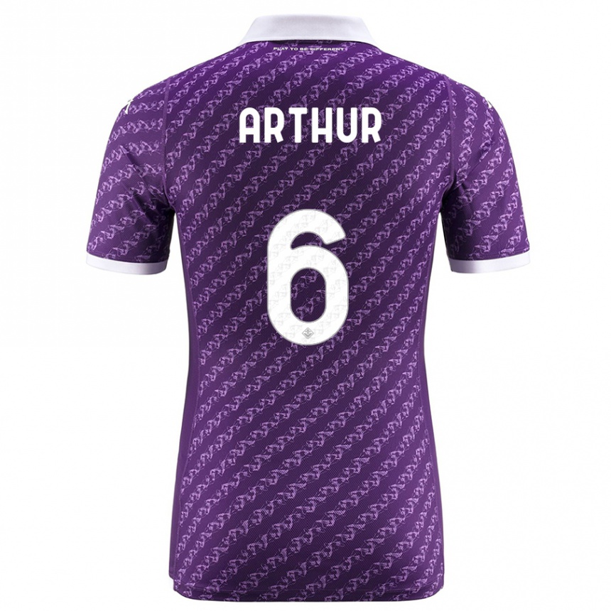 Herren Fußball Arthur Melo #6 Violett Heimtrikot Trikot 2023/24 T-Shirt Luxemburg