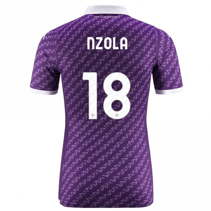 Herren Fußball M'bala Nzola #18 Violett Heimtrikot Trikot 2023/24 T-Shirt Luxemburg